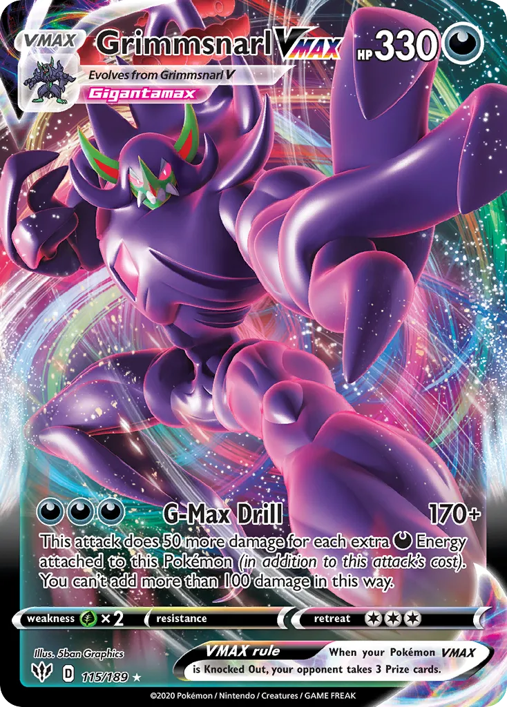 2020 Darkness Ablaze Grimmsnarl VMAX #115/189 Rare Holo VMAX card image