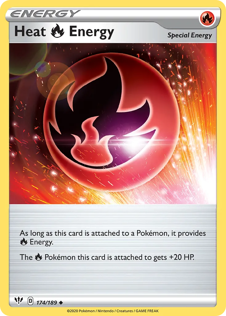 2020 Darkness Ablaze Heat Fire Energy #174/189 Uncommon card image