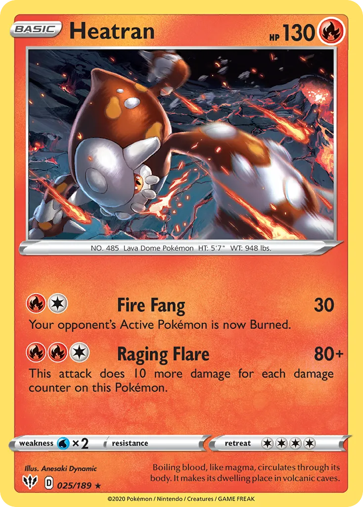 2020 Darkness Ablaze Heatran #025/189 Rare Holo card image