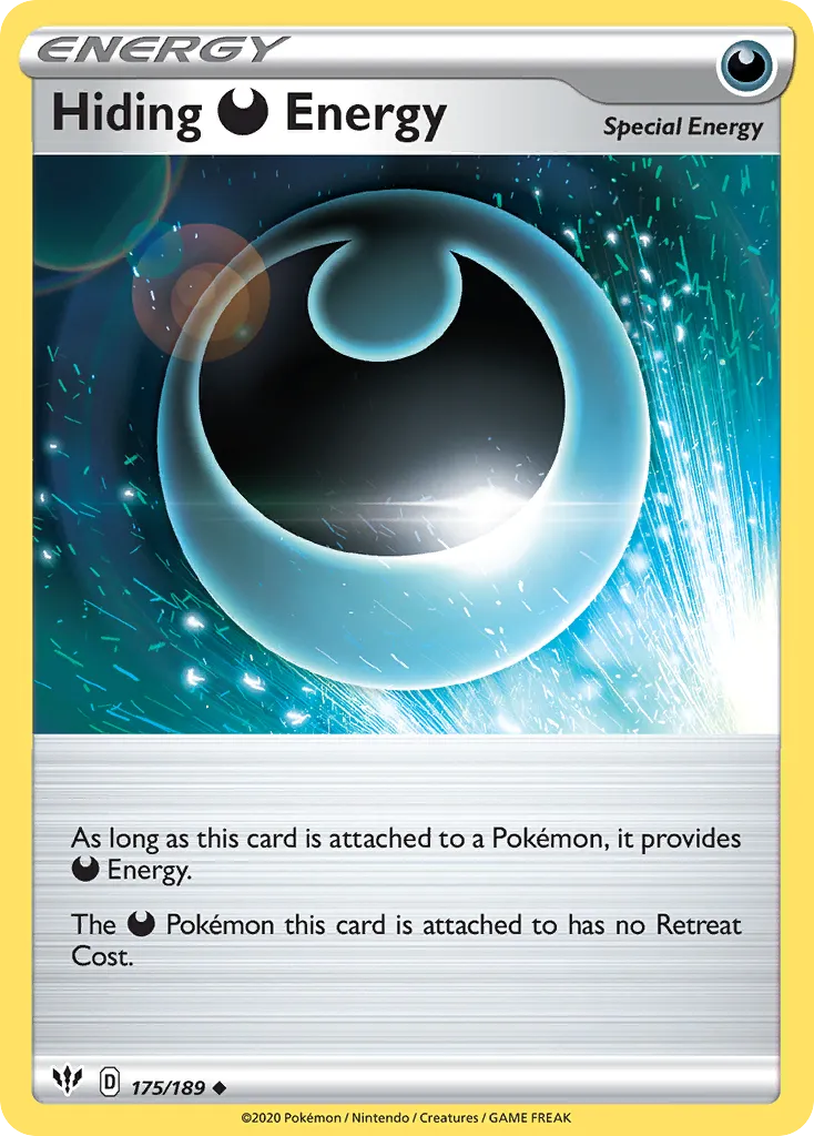 2020 Darkness Ablaze Hiding Darkness Energy #175/189 Uncommon card image