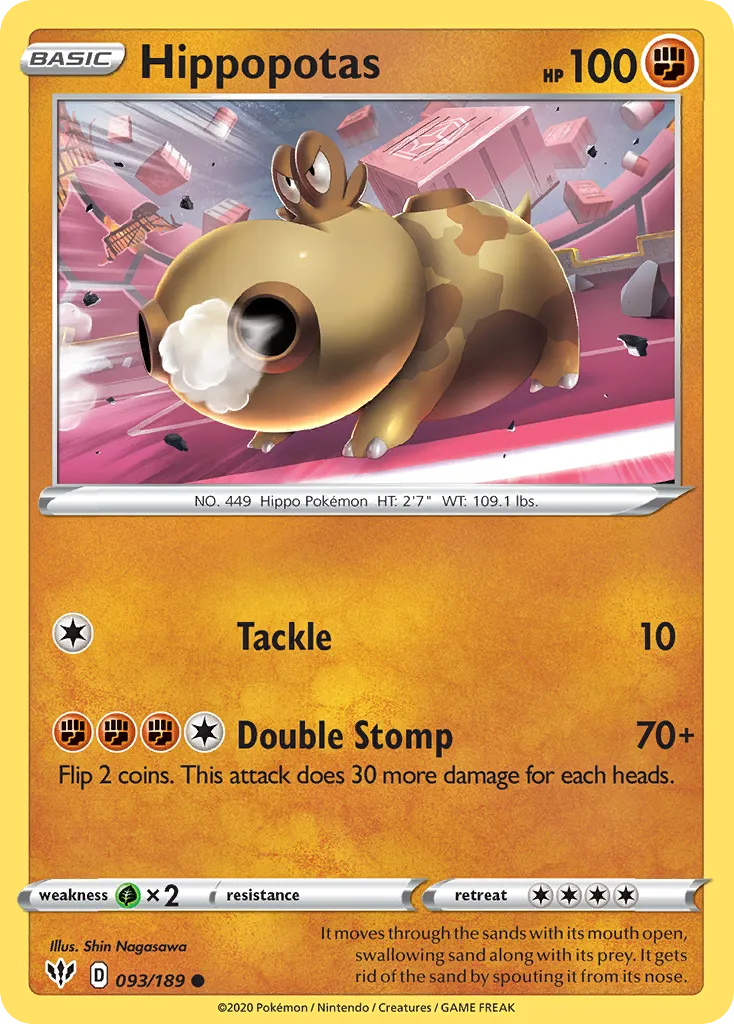 2020 Darkness Ablaze Hippopotas #093/189 Common card image