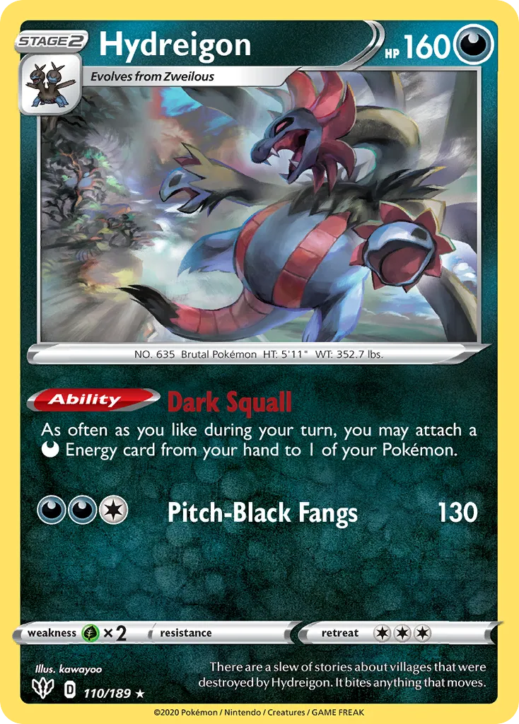 2020 Darkness Ablaze Hydreigon #110/189 Rare card image