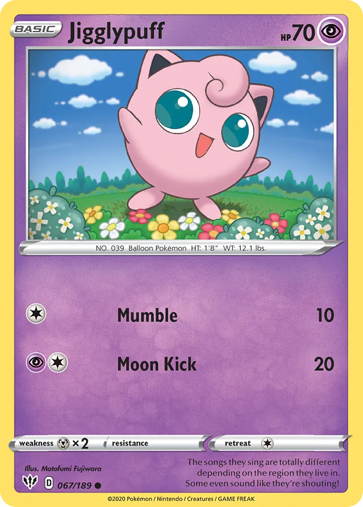 2020 Darkness Ablaze Jigglypuff #067/189 Common card image