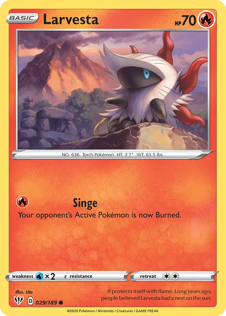 2020 Darkness Ablaze Larvesta #029/189 Common card image