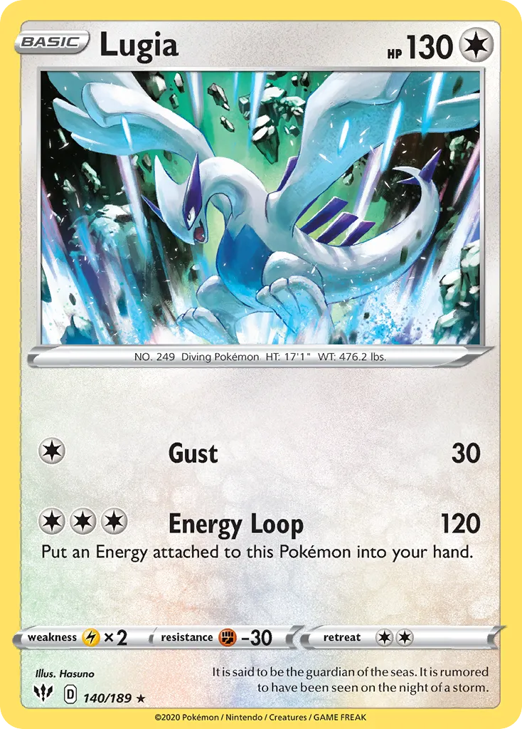 2020 Darkness Ablaze Lugia #140/189 Rare card image
