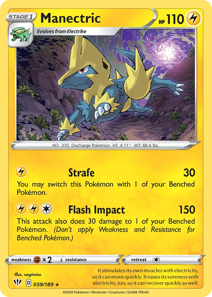 2020 Darkness Ablaze Manectric Rare #059/189 Rare card image