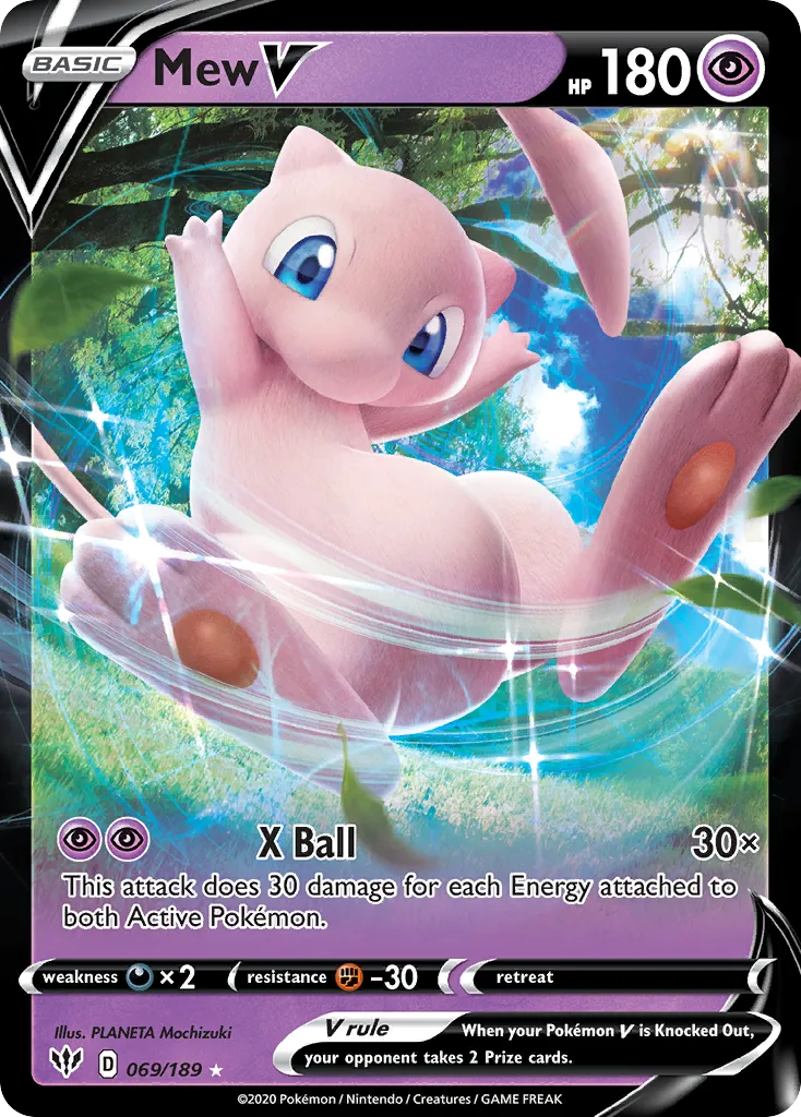 2020 Darkness Ablaze Mew V #069/189 Rare Holo V card image