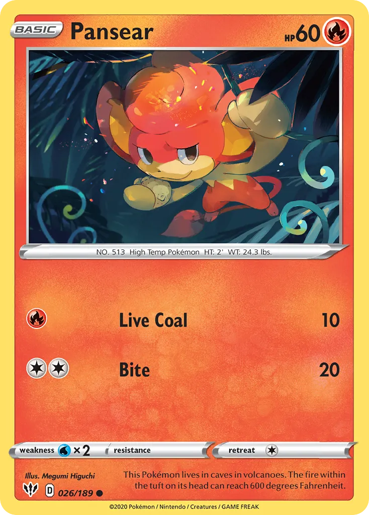2020 Darkness Ablaze Pansear Common #026/189 Common card image