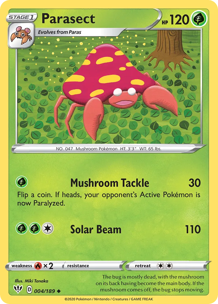 2020 Darkness Ablaze Parasect #004/189 Uncommon card image