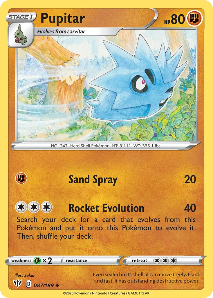 2020 Darkness Ablaze Pupitar Uncommon #087/189 Uncommon card image