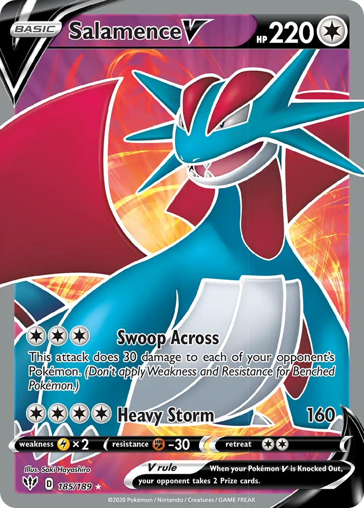 2020 Darkness Ablaze Salamence V #143/189 Rare Holo V card image