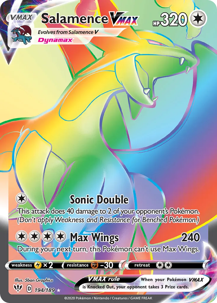 2020 Darkness Ablaze Salamence VMAX #144/189 Rare Holo VMAX card image