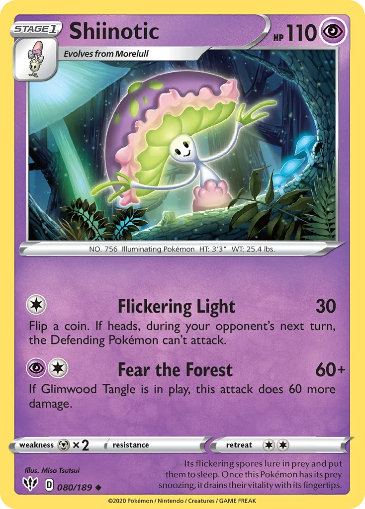 2020 Darkness Ablaze Shiinotic #080/189 Uncommon card image