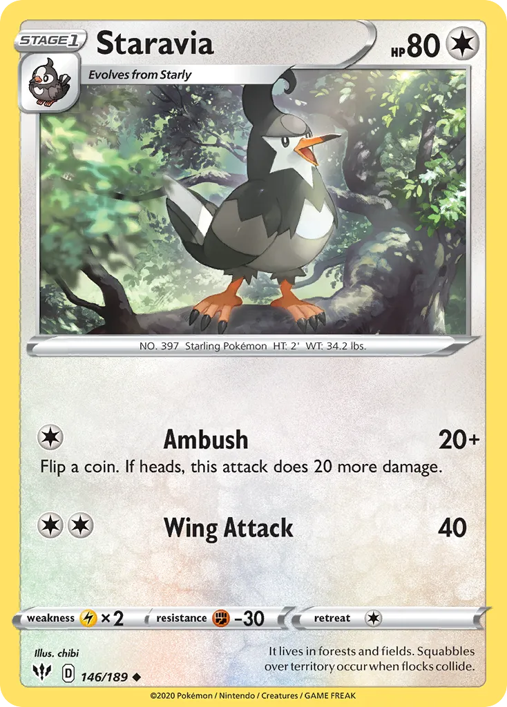 2020 Darkness Ablaze Staravia #146/189 Uncommon card image