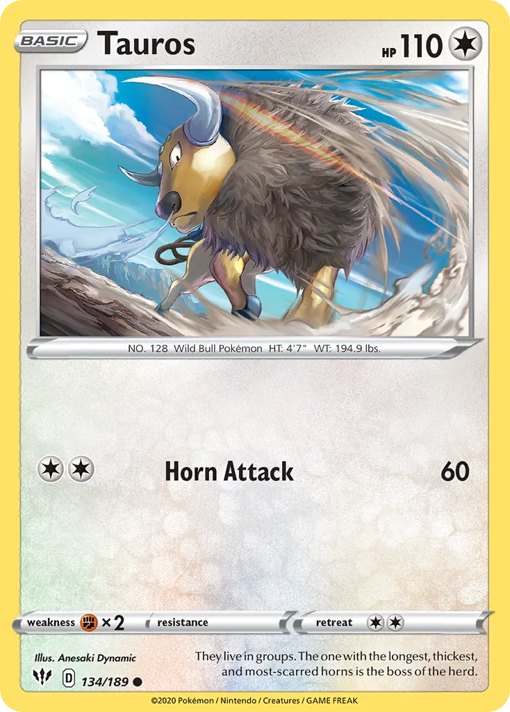 2020 Darkness Ablaze Tauros #134/189 Common card image