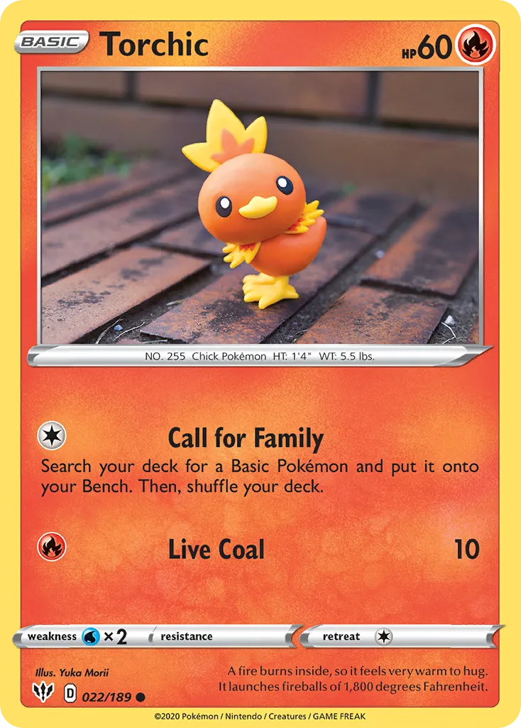 2020 Darkness Ablaze Torchic Common #022/189 Common card image