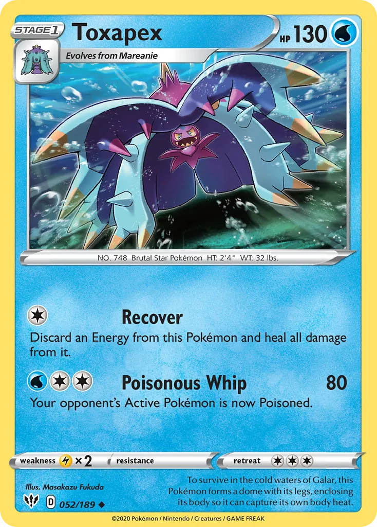 2020 Darkness Ablaze Toxapex #052/189 Uncommon card image