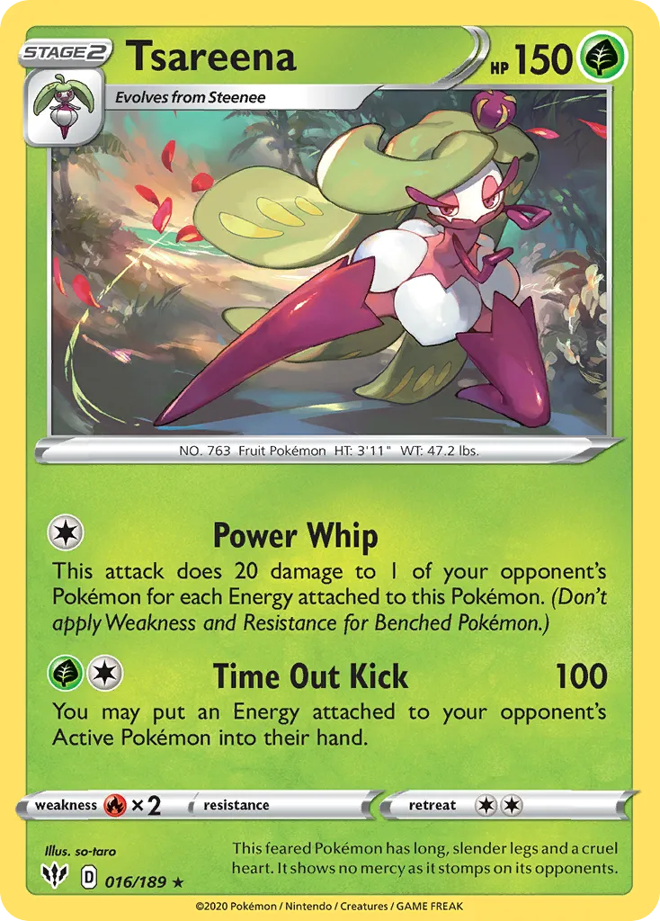 2020 Darkness Ablaze Tsareena #016/189 Rare card image