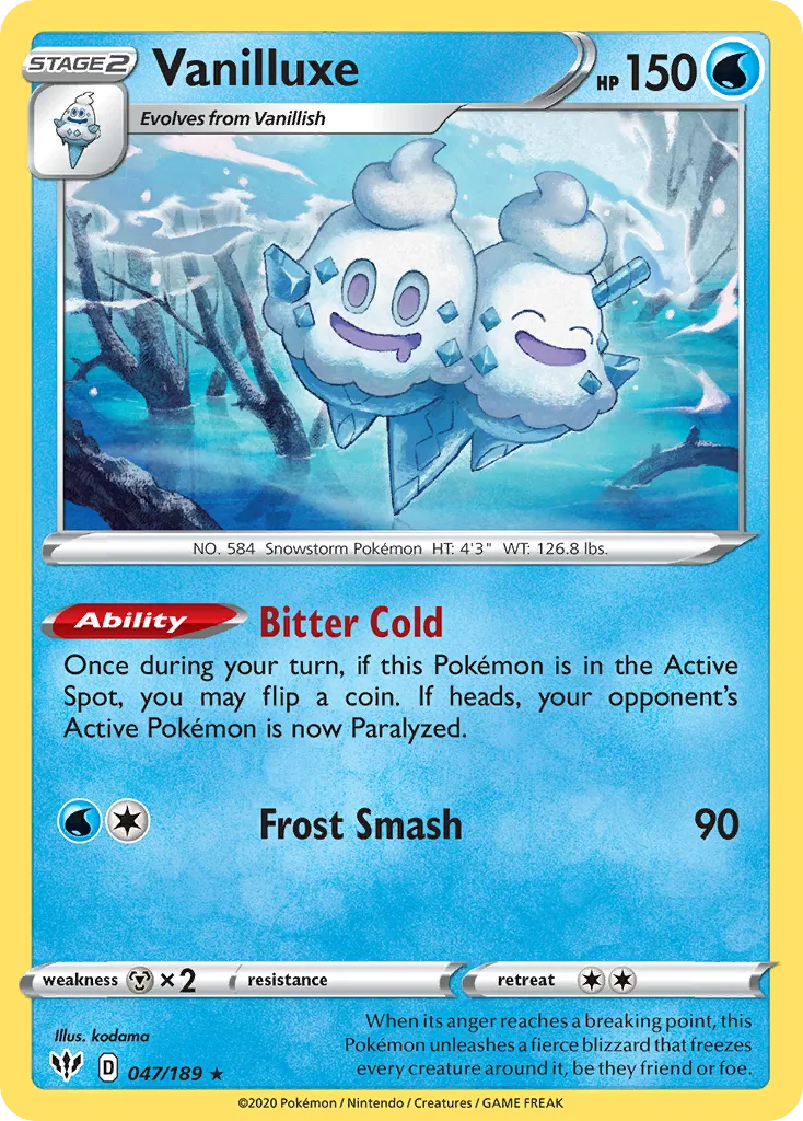 2020 Darkness Ablaze Vanilluxe #047/189 Rare card image