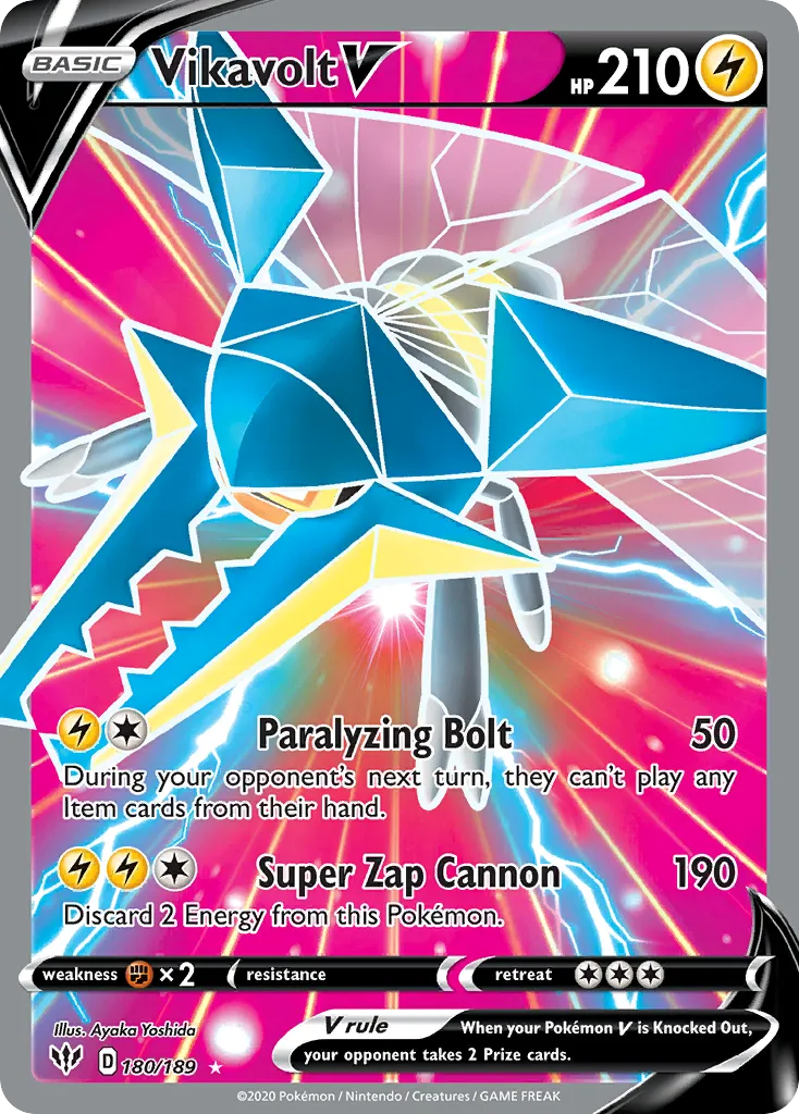 2020 Darkness Ablaze Vikavolt V #060/189 Rare Holo V card image