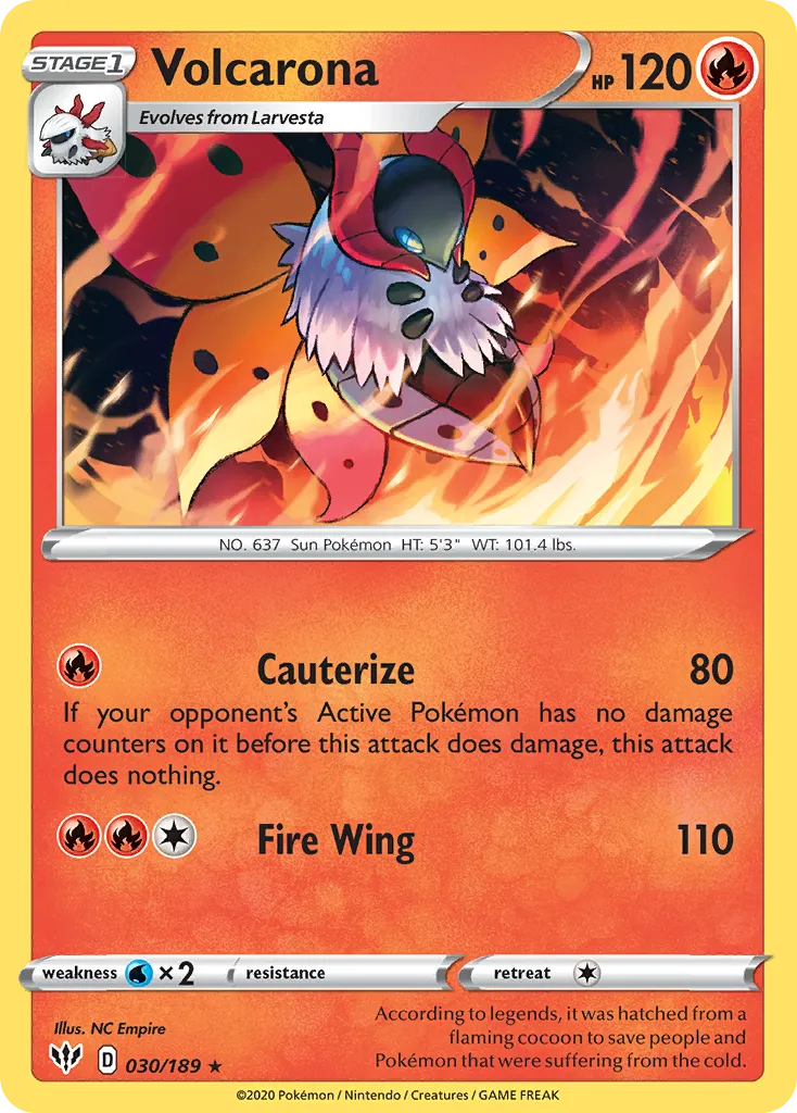 2020 Darkness Ablaze Volcarona #030/189 Rare card image