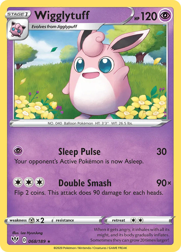 2020 Darkness Ablaze Wigglytuff #068/189 Rare card image