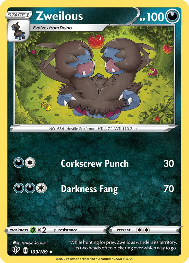 2020 Darkness Ablaze Zweilous #109/189 Uncommon card image