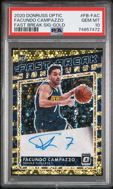 2020 Donruss Optic Facundo Campazzo Fast Break Signatures Gold #FB-FAC card image
