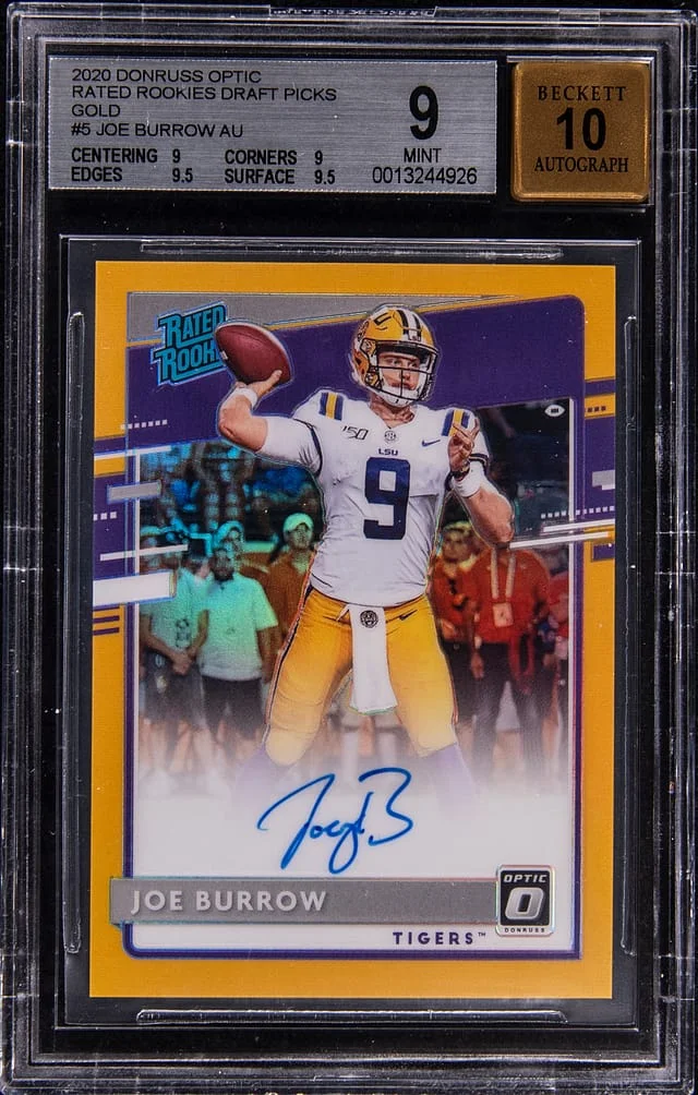 2020 Donruss Optic Joe Burrow Rated Rookies Draft Picks Gold #5 card image