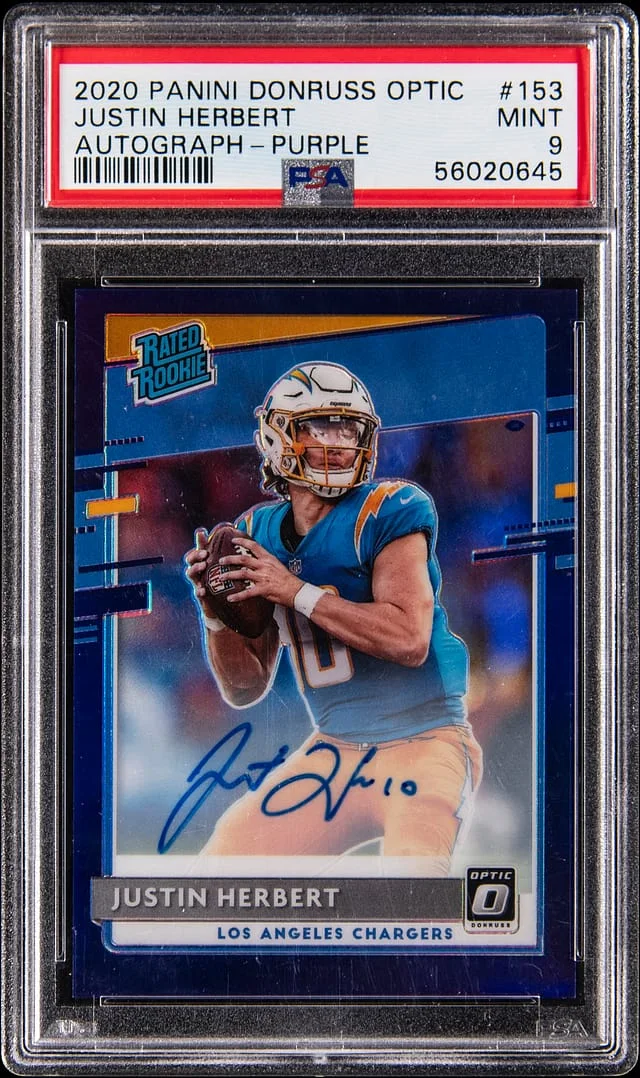 2020 Donruss Optic Justin Herbert Rated Autographs Holo #153 card image