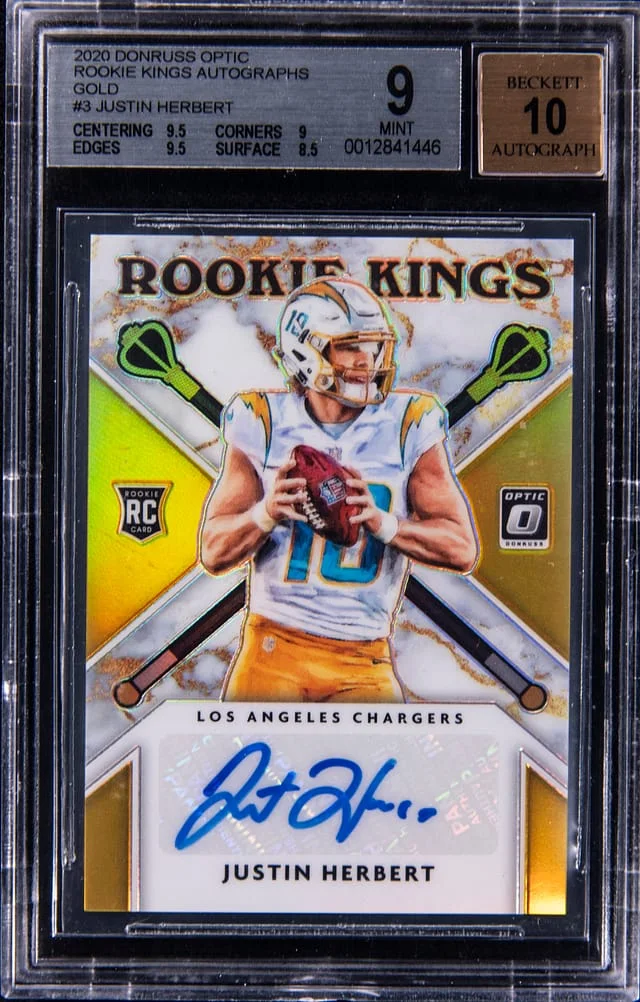 2020 Donruss Optic Justin Herbert Kings Autographs Gold Prizm #3 card image