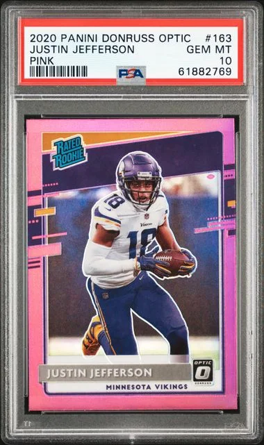 2020 Donruss Optic Justin Jefferson Blue Hyper Prizm #163 card image