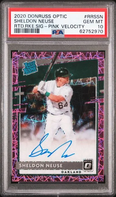 2020 Donruss Optic Sheldon Neuse Rated Rookies Signatures Pink Velocity #RRS-SN card image