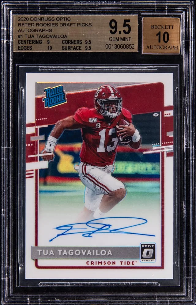 2020 Donruss Optic Tua Tagovailoa Rated Rookies Draft Picks Autographs #1 card image