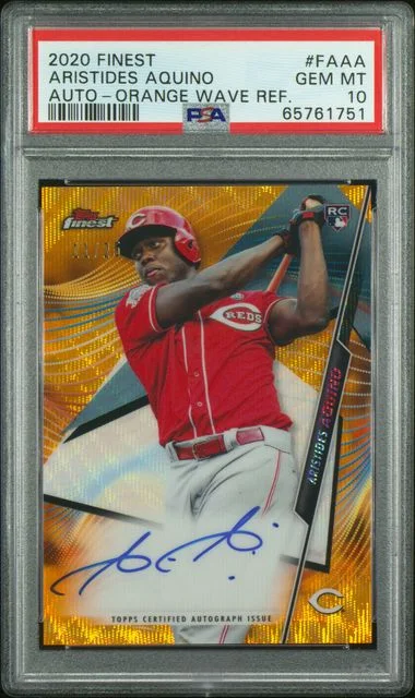 2020 Finest Aristides Aquino Autographs Orange Wave Refractor #FA-AA card image