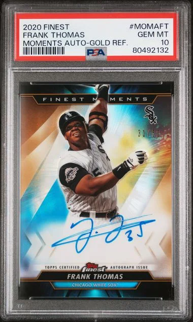 2020 Finest Frank Thomas Moments Autographs Gold Refractor #MOMA-FT card image