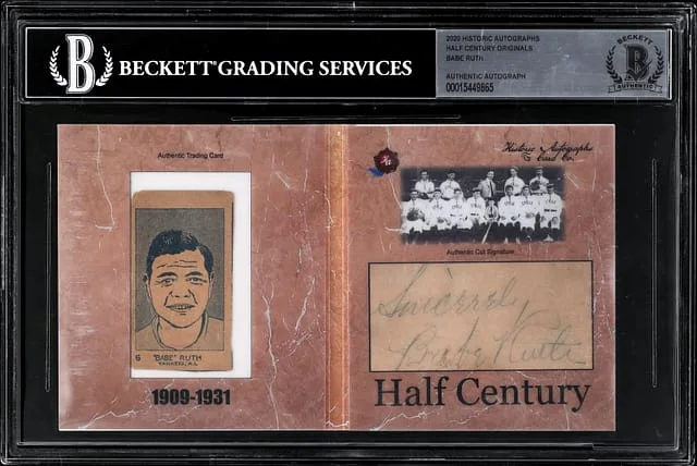 2020 Historic Autographs "Half Century Originals" Hand Cut, Babe Ruth #W512 card image