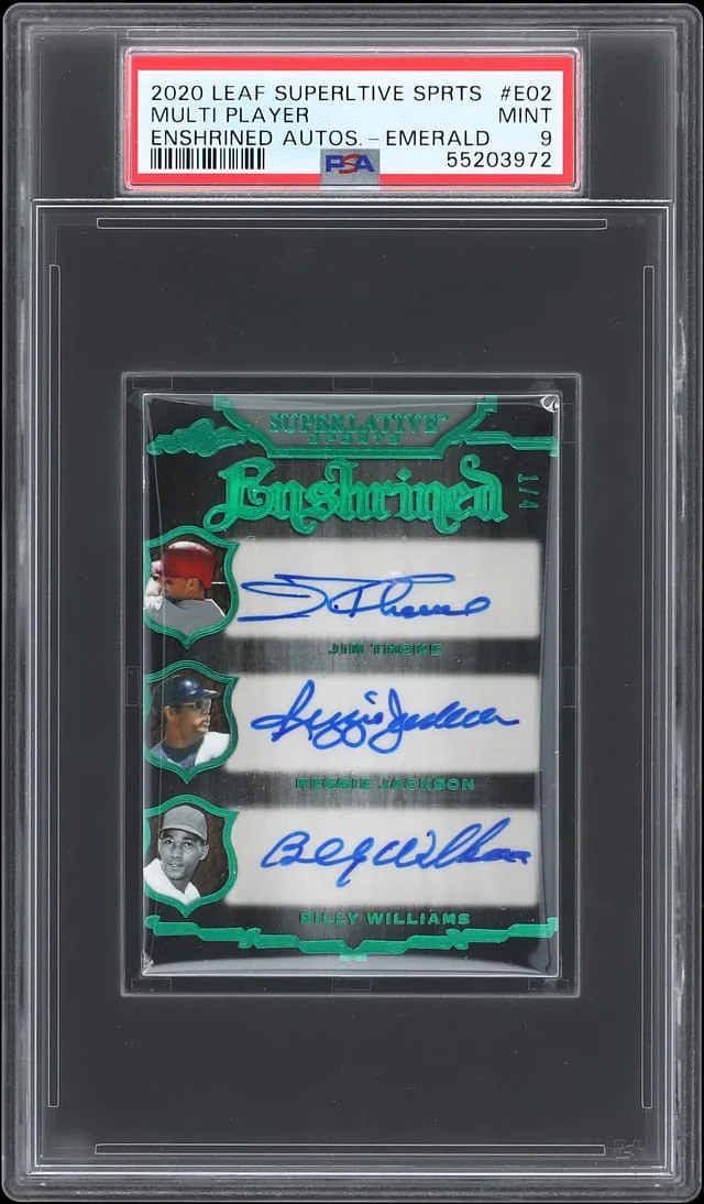 2020 Leaf Jim Thome/Reggie Jackson/Billy Williams/Orlando Cepeda/Wade Boggs/Alan Trammell Multi-Signed Superlative Sports Enshrined Autographs Emerald #E02 card image