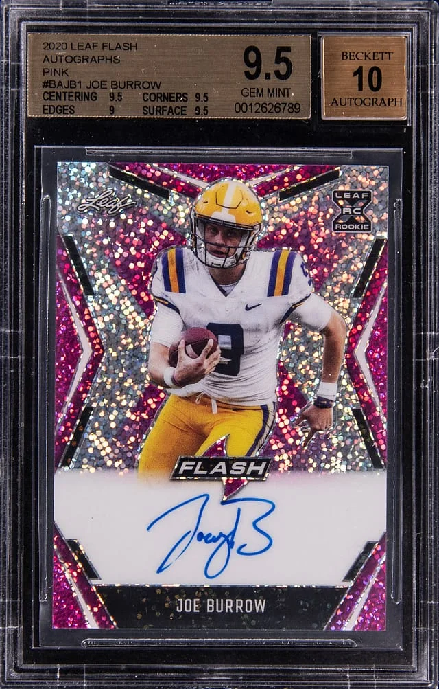 2020 Leaf Joe Burrow Flash Autographs Pink #BA-JB1 card image