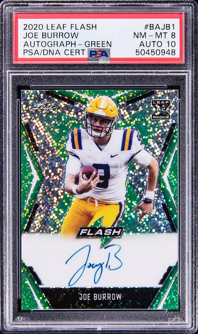 2020 Leaf Joe Burrow Flash Autograph Green #BAJB1 card image