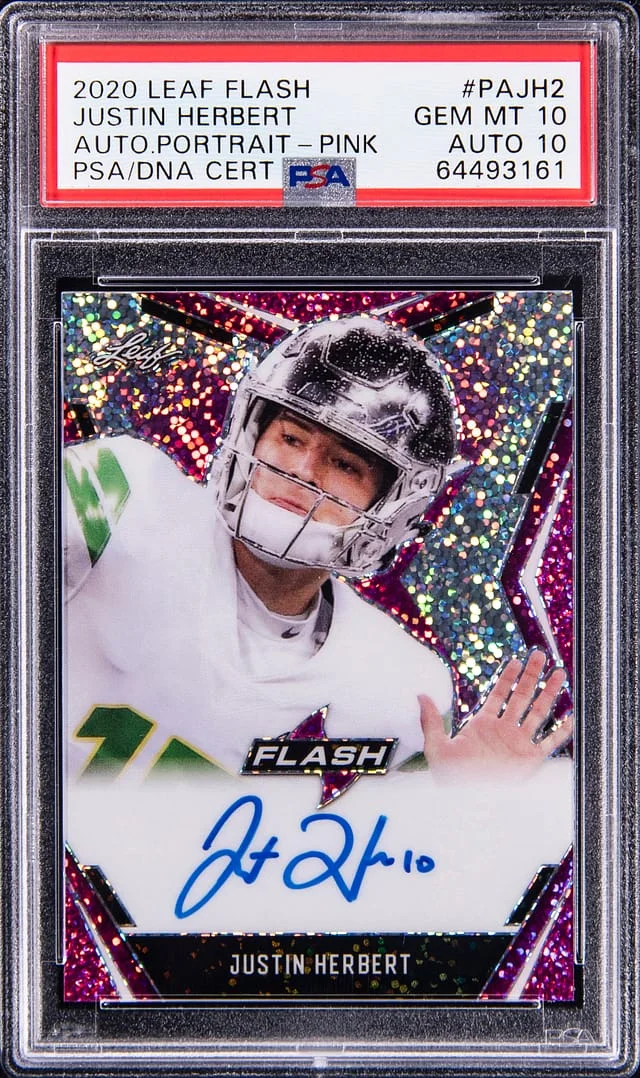 2020 Leaf Justin Herbert Flash Autograph Portrait Pink #PA-JH2 card image