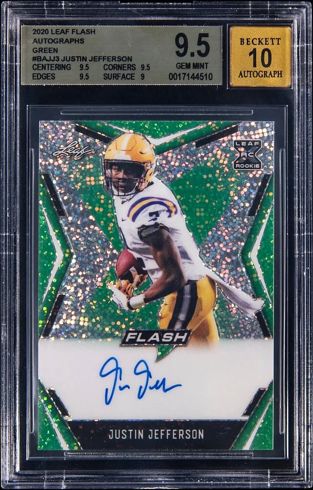 2020 Leaf Justin Jefferson Flash Autographs Green #BA-JJ3 card image