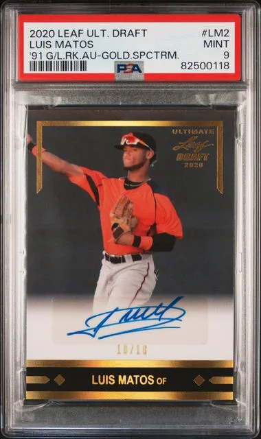 2020 Leaf Luis Matos Ultimate Draft 1991 Gold Leaf Rookies Autograph #LM2 card image