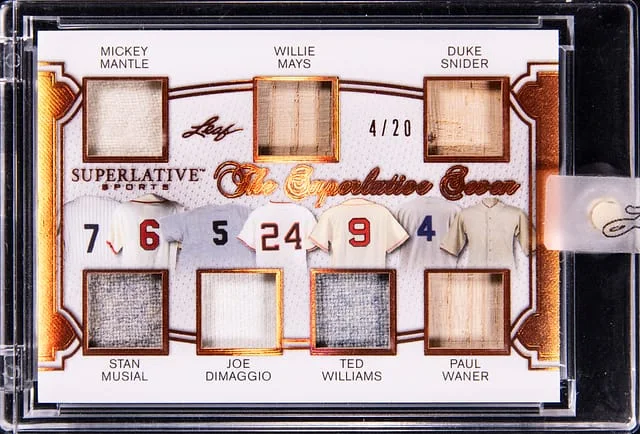 2020 Leaf Mantle/Mays/Snider/Musial/DiMaggio/Williams/Waner Superlative Sports #TSS-01 card image