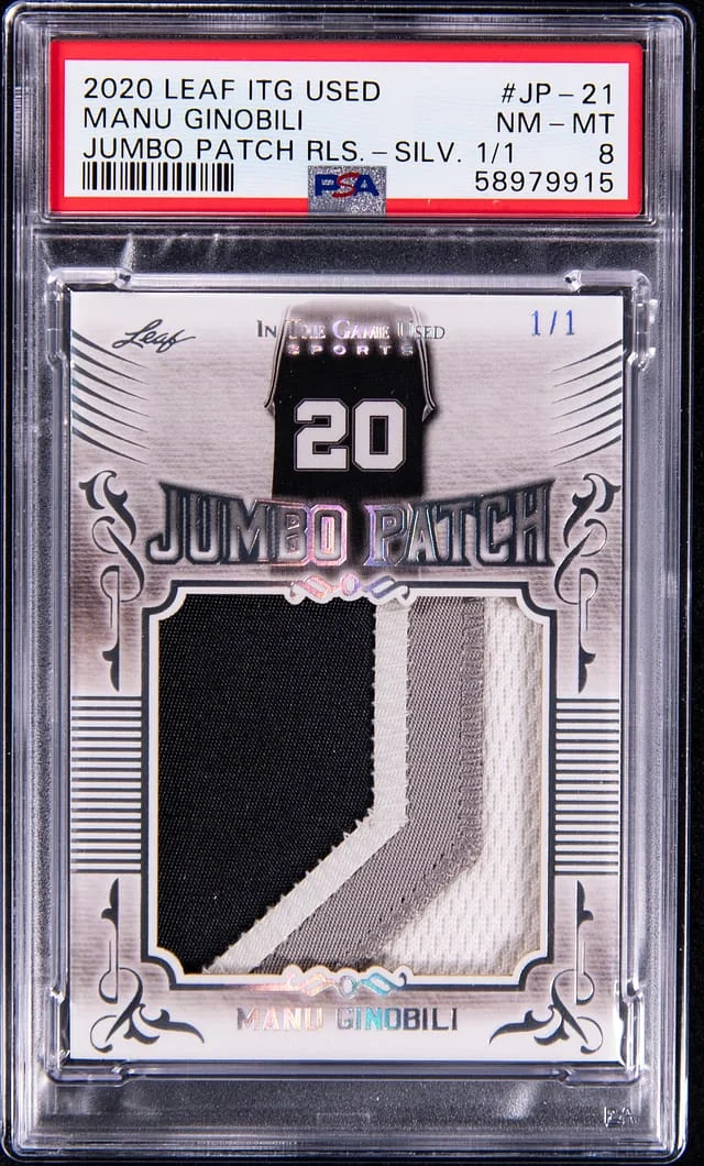 2020 Leaf Manu Ginobili In The Game Used Jumbo Patch Relics Silver #JP-21 card image