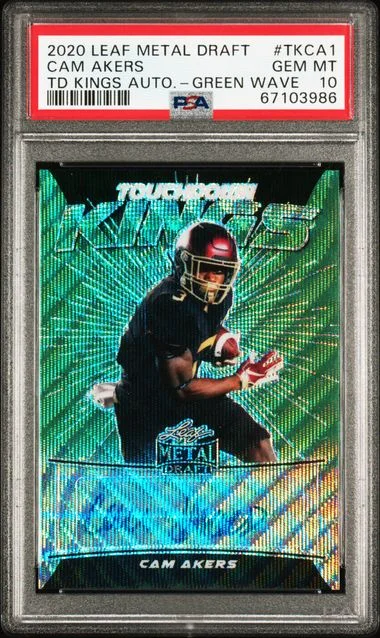 2020 Leaf Metal Cam Akers Draft Touchdown Kings Autographs Green Wave #Tkca1 card image