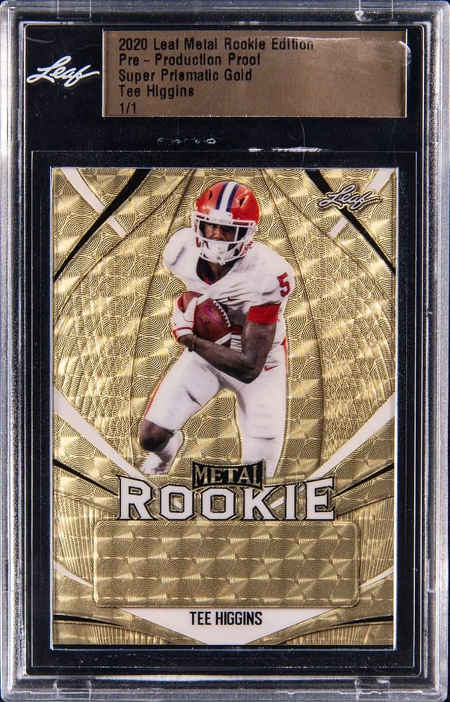 2020 Leaf Metal Edition Pre-Production Proof Super Prismatic Gold Tee Higgins - Leaf Encapsulated #no-number card image