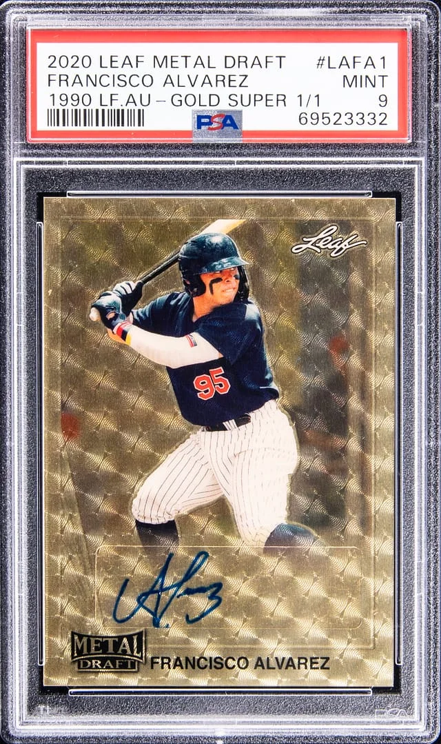 2020 Leaf Metal Francisco Alvarez Draft 1990 Leaf Autograph - Gold Super 1/1 #LAFA1 card image