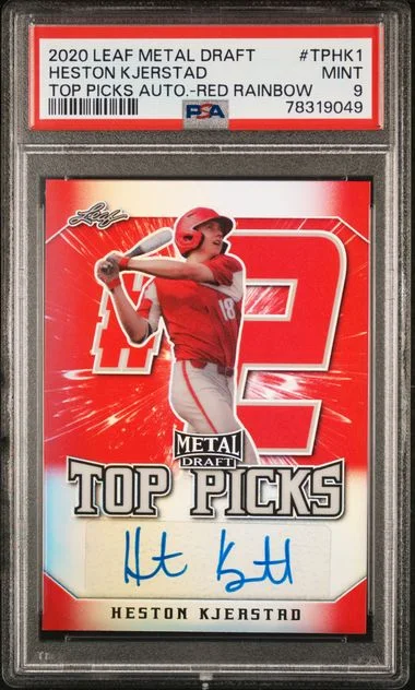 2020 Leaf Metal Heston Kjerstad Draft Top Picks Autograph Red Rainbow #Tphk1 card image