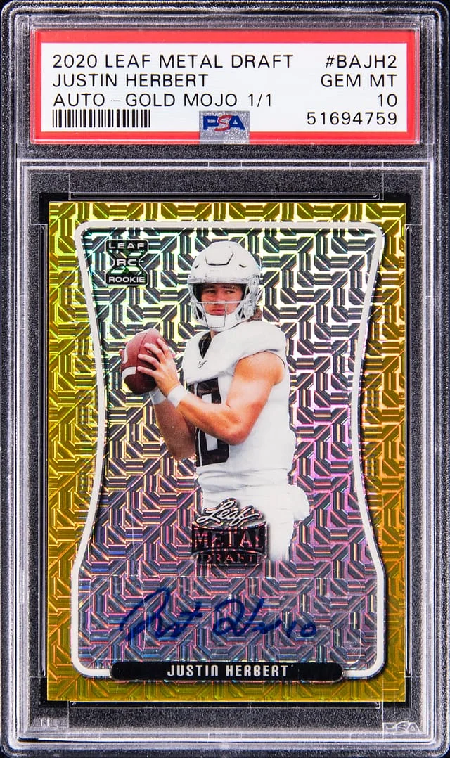 2020 Leaf Metal Justin Herbert Draft Autograph Gold Mojo 1/1 #BAJH2 card image